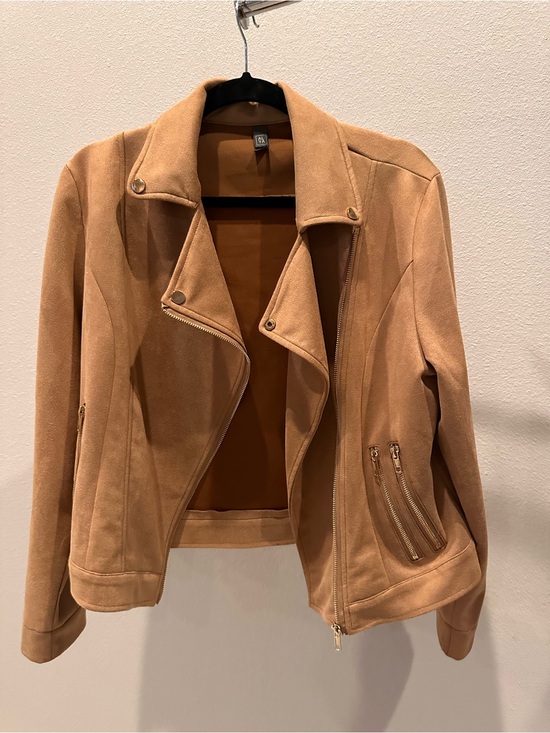 Alya Jackets & Blazers - Alya Tan Suede-Look Bomber Jacket